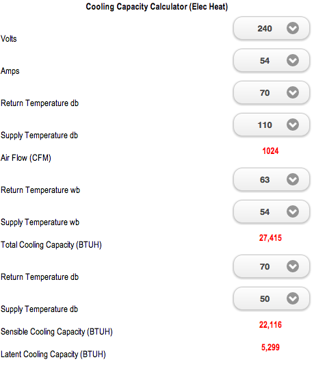Cooling Capacity (Electric Heat)