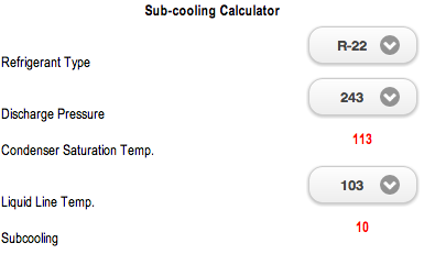 Sub-Cooling Calculator